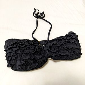 Express Bandeau Halter Ruffle Swim Top